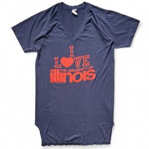 True Vintage 70s I Love University of Illinois College T Shirt S Fighting Illini